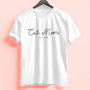 T-shirt En Tri-matière Maman amateur de chat brodé mignon Ajoutez votre t