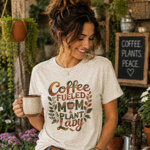 T-shirt En Tri-matière Maman boostée au café et dame aux plantes