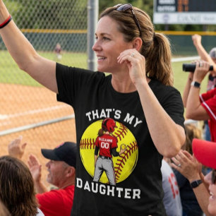T-shirt En Tri-matière Maman de softball C'est ma fille Personnalisé