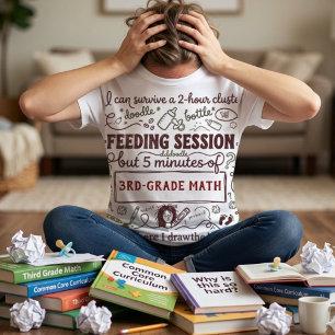 T-shirt En Tri-matière Maman Drôle et Fatiguée Personnalisée Niveau Scola