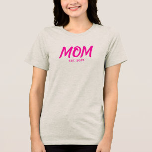 T-shirt En Tri-matière Maman établie écriture rose moderne 