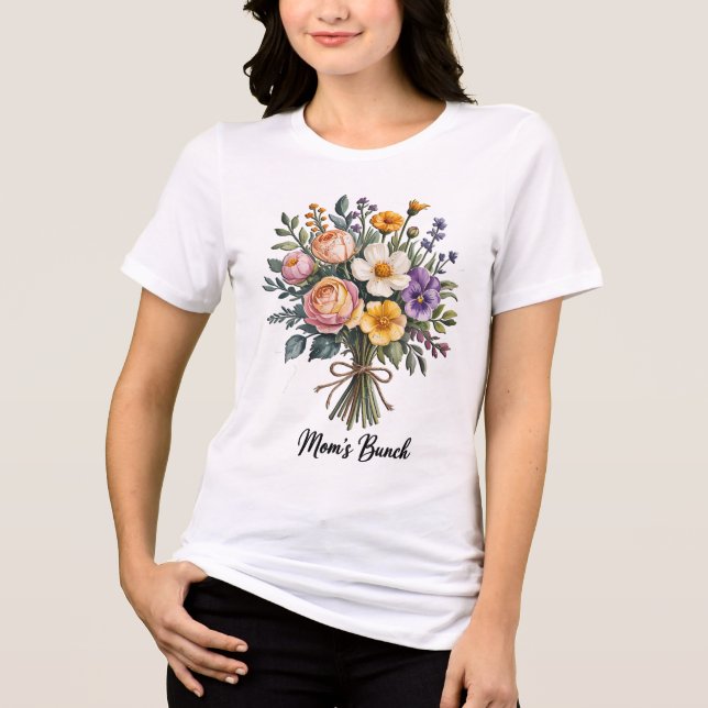 T-shirt En Tri-matière Maman mignonne bouquet (Recto)