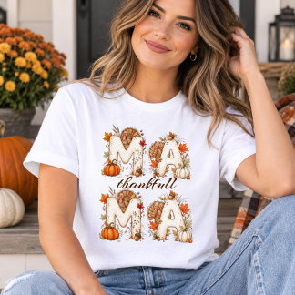 T-shirt En Tri-matière Maman reconnaissante thanksgiving automne floral c
