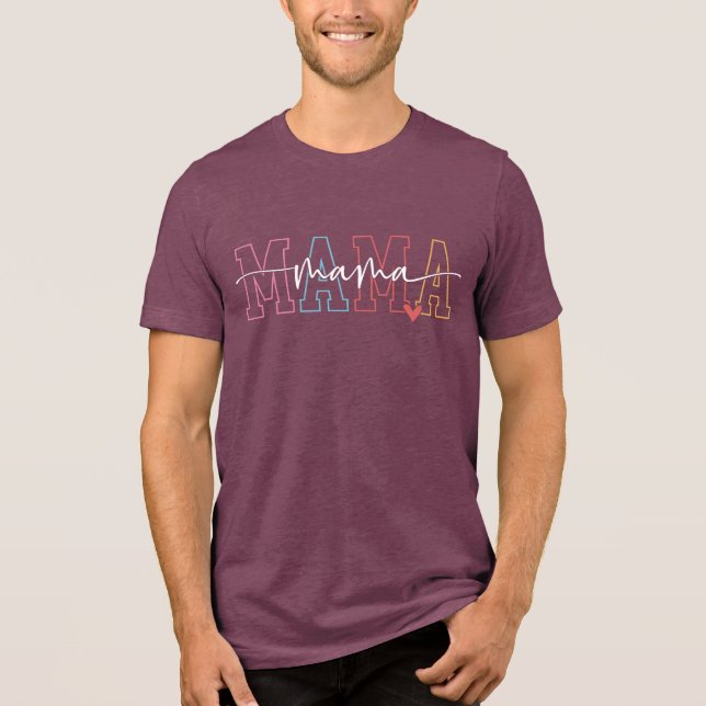 T-shirt En Tri-matière Maman | Script chic et coeur (Recto)
