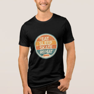 T-shirt En Tri-matière Manger Dormir Faire Du Skate Répéter Rétro Planche