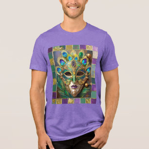 T-shirt En Tri-matière Mardi Gras Gold Ceramic Peacock Feature Masque