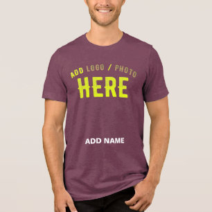 T-SHIRT EN TRI-MATIÈRE MARQUE MODERNE MODERNE PERSONNALISABLE MAROON VÉRI