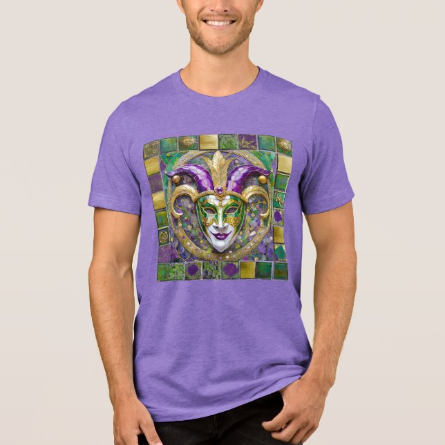 T-shirt En Tri-matière Masque Mardi Gras Jester Vert Or (Recto)
