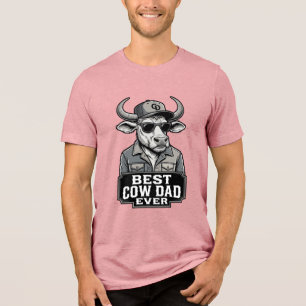 T-shirt En Tri-matière Meilleur papa vache jamais design de gravure vinta