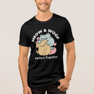 T-shirt En Tri-matière Meow & Woof Perfect Together - Cute Cat and Dog