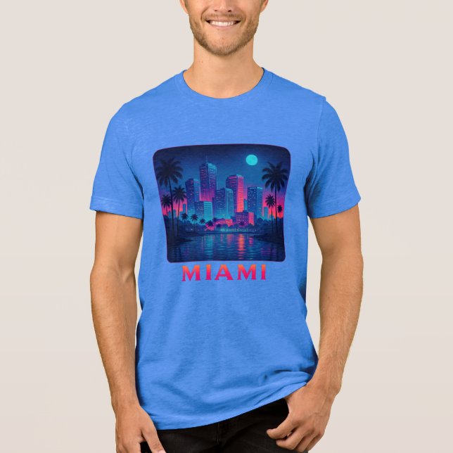 T-shirt En Tri-matière Miami Moonrise - Neon Skyline Graphic Tee (Recto)