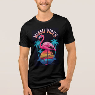 T-shirt En Tri-matière Miami Vibes Design Flamant rose d'été-63454