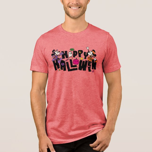 T-shirt En Tri-matière Mickey et Minnie - Bonne Halloween (Recto)