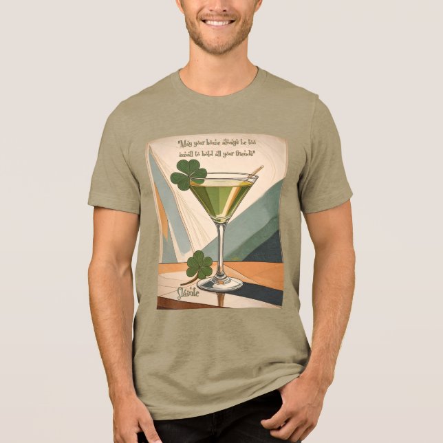 T-shirt En Tri-matière Mid Century Modern Art Shamrock Martini Sláinte!  (Recto)