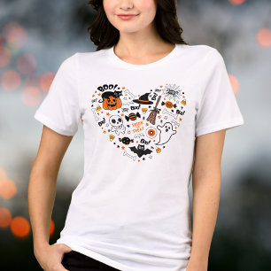 T-shirt En Tri-matière Mignon et Effrayant Halloween Noir et Orange