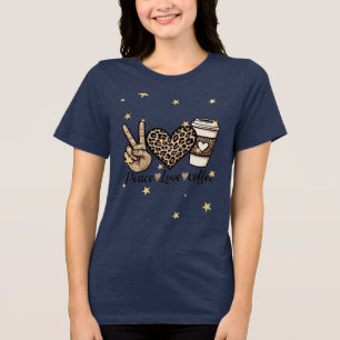 T-shirt En Tri-matière Mignon Paix Amour Café SVG - Paillettes et Léopard