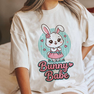 T-shirt En Tri-matière Mignonne Bébé Lapin Kawaii Robe Rose Graphique