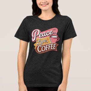 T-shirt En Tri-matière Mignonne paix amour café mot art