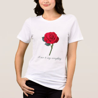 T-shirt En Tri-matière Minimalist Red Rose Graphic Tee - Elegant Romantic