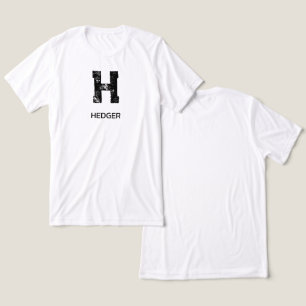 T-SHIRT EN TRI-MATIÈRE MINIMALISTE NOIR MONOGRAMME À UNE LETTRE NOM BLANC