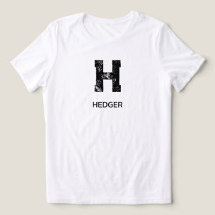 T-SHIRT EN TRI-MATIÈRE MINIMALISTE NOIR UNE LETTRE MONOGRAMME NOM BLANC