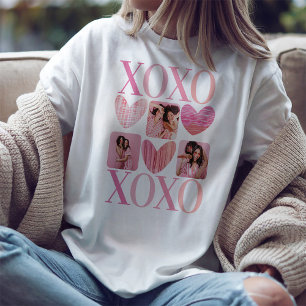 T-shirt En Tri-matière Moderne XOXO Coeurs roses et Collage de photos