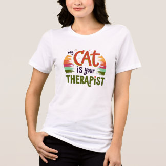 T-shirt En Tri-matière Mon chat est votre thérapeute - Funny Rainbow Cat