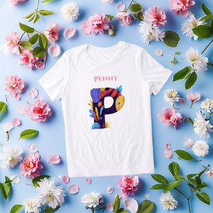 T-shirt En Tri-matière Monogramme Artistique - Lettre P Cadeau Gras et Vi