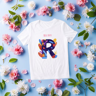 T-shirt En Tri-matière Monogramme Artistique - Lettre R Cadeau d'anniver