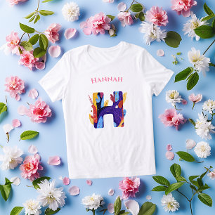 T-shirt En Tri-matière Monogramme Créatif - Lettre H Anniversaire Coloré