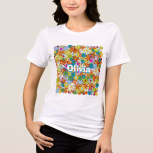 T-shirt En Tri-matière Monogramme ou nom personnalisé Motif floral