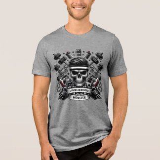 T-shirt En Tri-matière Monstre de salle de sport Crâne Motivation pour la