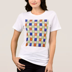 T-shirt En Tri-matière Motif en vichy coeur des femmes
