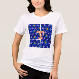 T-shirt En Tri-matière Motif Fleurs bleues Abstraites
