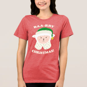 T-shirt En Tri-matière Mouton de fête dit Baa-rry Noël !