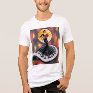 T-shirt En Tri-matière Musique Élegante au Piano Création Artistique Fémi