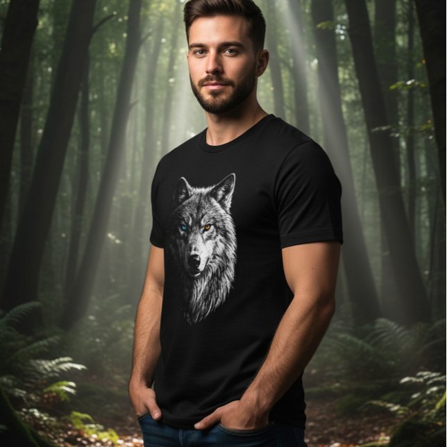 T-shirt En Tri-matière Mystic Wolf Face Heterochromia Eyes Unisex Tee (Créateur téléchargé)