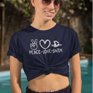 T-shirt En Tri-matière Nager Paix Amour Nager Équipe Cadeau