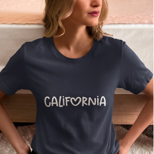 T-shirt En Tri-matière Navy Blanc Typographie Cœur Fantaisiste Californie