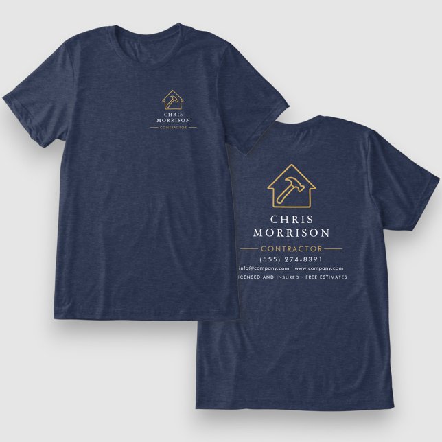 T-shirt En Tri-matière Navy Blue Gold Contractor Home Repair (Créateur téléchargé)