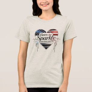 T-shirt En Tri-matière Né à Sparkle - USA Heart Tee for Women