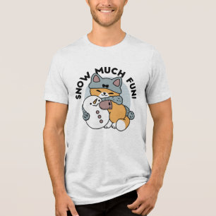T-shirt En Tri-matière Neige beaucoup amusant Chat hiver vacances Design