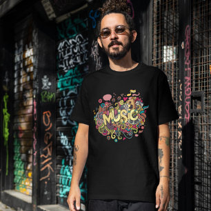 T-shirt En Tri-matière Neon Floral Music Note Chemise - Sublimatie coloré