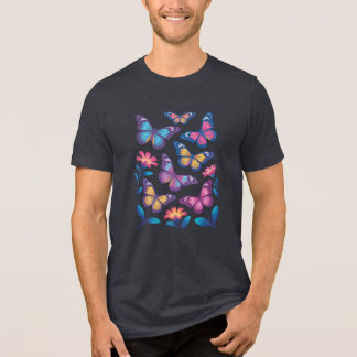 T-shirt En Tri-matière Neon Flowers with Six Glowing Butterflies