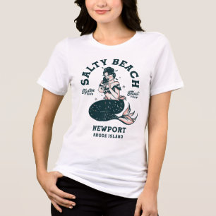 T-shirt En Tri-matière Newport Rhode Island Shirt Oyster Bar Mermaid Cade