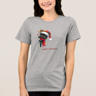 T-shirt En Tri-matière Noël Chat Noir Vacances Femme