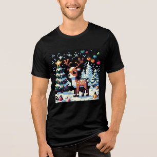 T-shirt En Tri-matière Noël Reinder Winter Wonderland Pixel Art