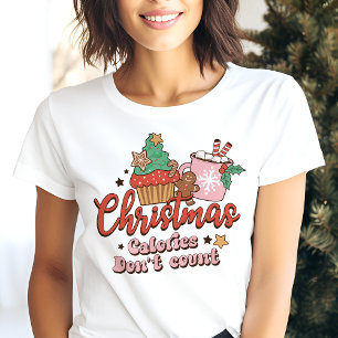 T-shirt En Tri-matière Noël Rétro Les Calories ne Comptent pas Vacances