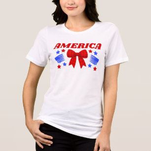 T-shirt En Tri-matière Nœud Gingham Rouge Americana Vintage