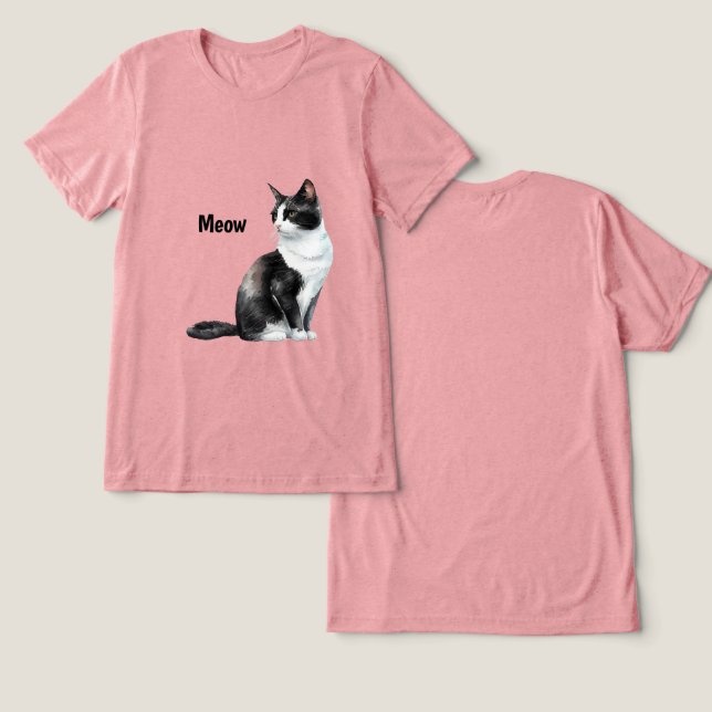 T-shirt En Tri-matière Noir blanc Cat Meow (Design Recto & Verso)